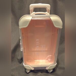Mini Travel Suitcase Opens for Dolls Play Dress-Up Barbie to 18 Inch Dolls Pink